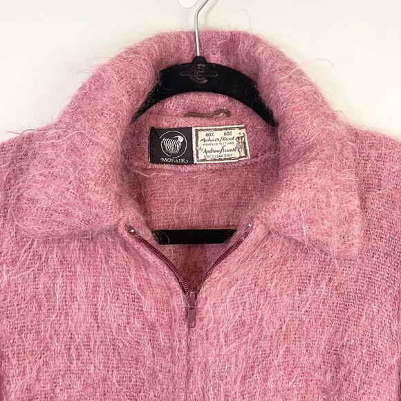 Andrew Stewart Women's Pink Mohair Wool Blend Full Zip Jacket S/M - Picture 7 of 7